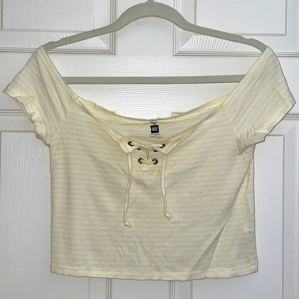 Striped yellow and white crop top
